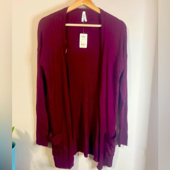 Maroon Long Cardigan with Pockets - Mudd (Size L) - NWT - Picture 1 of 6
